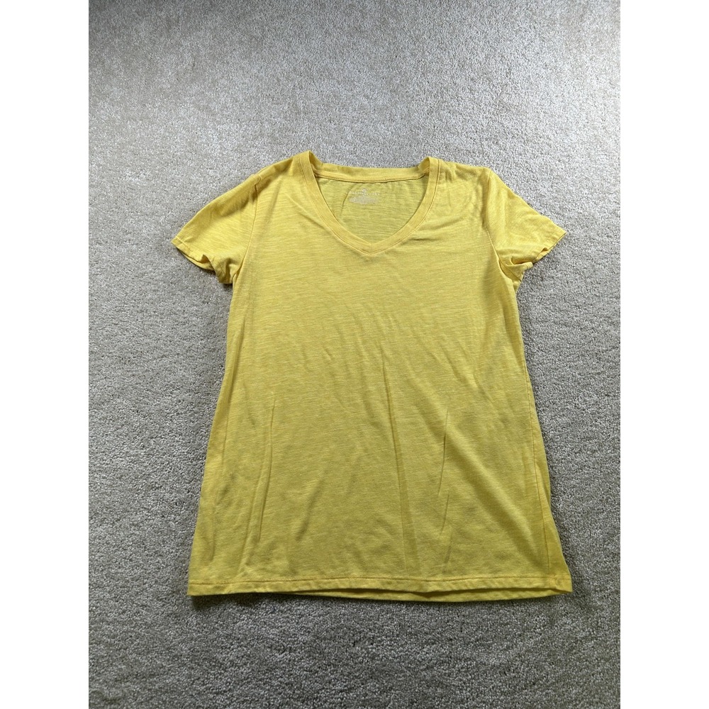 Bobbie Brooks Shirt Womens Small Yellow V Neck Short Sleeve Lightweight Tee Top